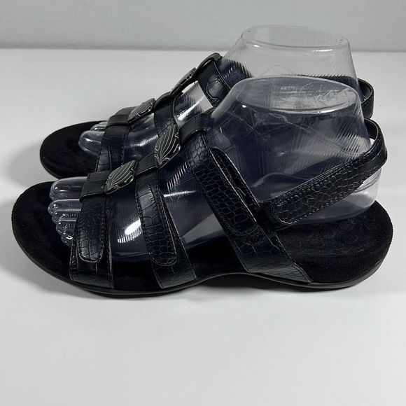 Vionic Women’s Amber Adjustable Leather Orthotic Sandals Black Size 7 - Picture 3 of 10